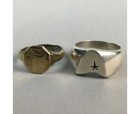 SILVER STAR TREK RING, along with a collection of rings including with a silver and gold signet ring, also to include a pair 