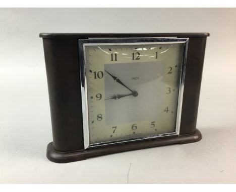 SMITHS ART DECO STYLE BAKELITE MANTEL CLOCK, 16cm high, along with a similar Thermos jug and plate (3)