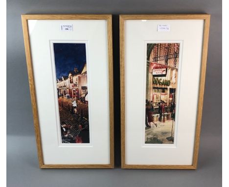 AFTER WILLIAM DOBBIE, DANCERS IN ASHTON LANE; and ROGANOS a pair of colour prints Each 36cm x 10cm Both mounted, framed and u