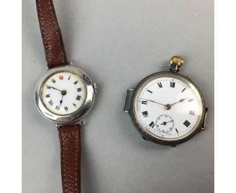 SILVER FOB WATCH, the round white dial with Roman numerals in black, subsidiary seconds at 6, outer railroad seconds track in