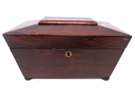 A 19th century mahogany sarcophagus tea caddy 