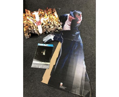 A Michael Jackson Billy Jean standee, a 3D poster and a quantity of film posters 