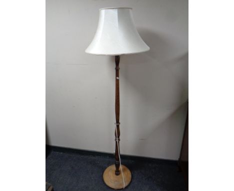 A beechwood standard lamp with shade and two contemporary framed mirrors 
