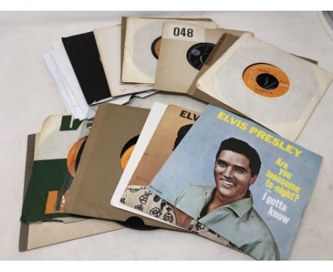 22 vintage Elvis Presley 7" records - Good Luck Charm, Are You Lonesome Tonight, Hound Dog, It's Now or Never and others