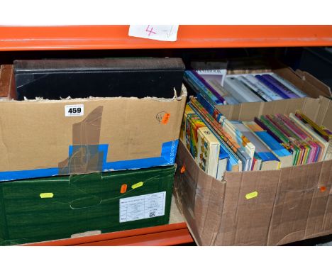 THREE BOXES OF BOOKS &amp; EPHEMERA containing approximately 115-120 miscellaneous titles in hardback and paperback formats, 