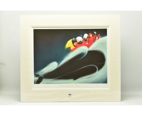 DOUG HYDE (BRITISH 1972) 'A WHALE OF A TIME', a signed limited edition print on paper depicting dogs riding on a whale's back