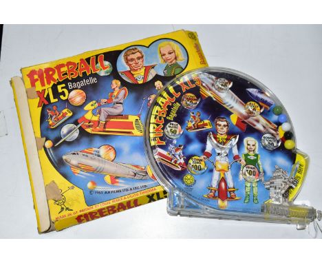 A BOXED MARX FIREBALL XL5 BAGATELLE GAME, appears complete and in good condition with some minor scratches, marking and wear,