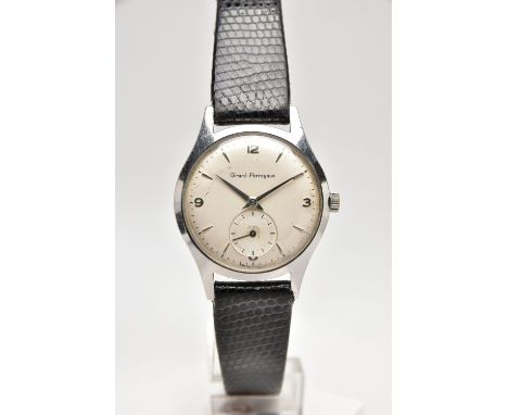 A GENTS 'GIRARD-PERREGAUX' WRISTWATCH, manual wind, round cream dial signed 'Girard-Perregaux', Arabic twelve, three, six and