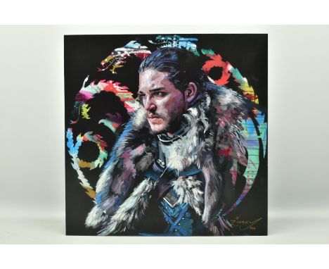 ZINSKY (BRITISH CONTEMPORARY) 'WINTER IS COMING', a signed limited edition print on board depicting a portrait of Kit Haringt