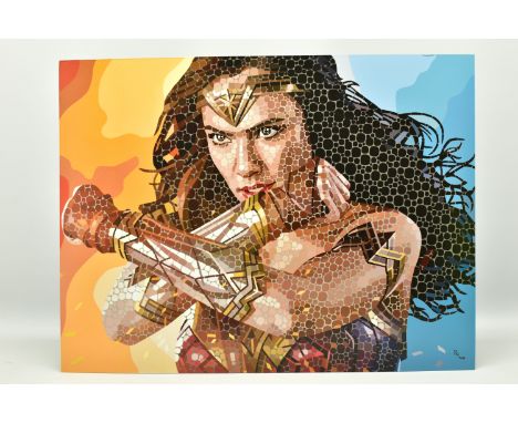 PAUL NORMANSELL (BRITISH 1978) 'THE TIME IS NOW' a signed limited edition print on board of Gal Gadot as Wonder Woman 14/195 