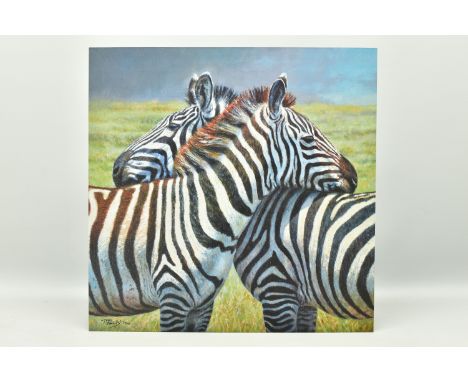 TONY FORREST (BRITISH 1961) 'NEAREST AND DEAREST', a signed limited edition print on board depicting zebras, 25/195 with cert