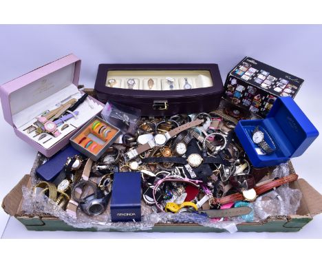 A BOX OF ASSORTED WATCHES, to include a boxed ladys 'Tissot' wrist watch model number G350, a 'Rotary' wrist watch, model num