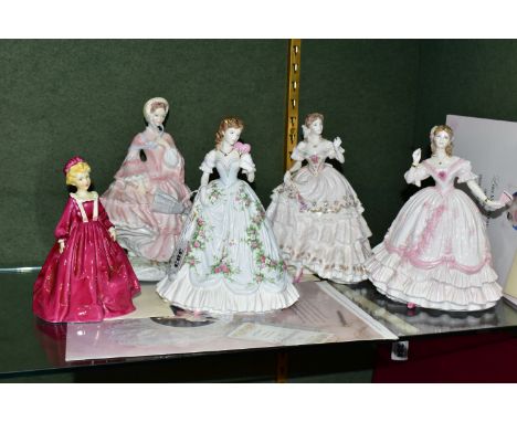 FIVE ROYAL WORCESTER FIGURINES, comprising Royal Worcester for Compton &amp; Woodhouse limited edition figurines: Queen of He