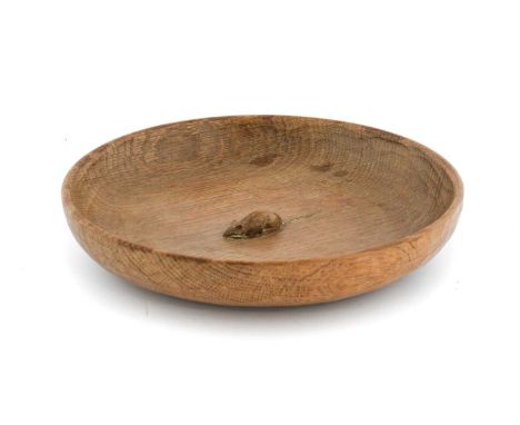 Workshop of Robert Mouseman Thompson (Kilburn): An English Oak Fruit Bowl, with carved mouse trademark to the interior, 30cm 