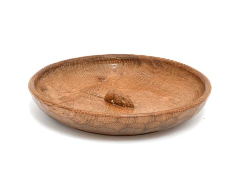 Workshop of Robert Mouseman Thompson (Kilburn): An English Oak Fruit Bowl, with carved mouse trademark to the interior, 29.5c