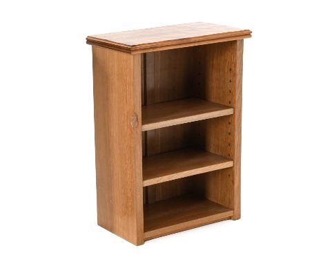 Workshop of Robert Mouseman Thompson (Kilburn): An English Oak Bedside Bookcase, with two adjustable shelves, with recessed c