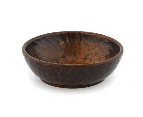 Robert Mouseman Thompson (1876-1955): An English Oak Fruit Bowl, circa 1930s, tooled interior and exterior, with carved mouse