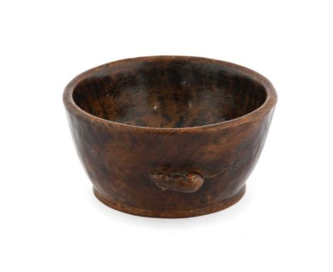 Robert Mouseman Thompson (1876-1955): An English Oak Bowl, circa 1930s, tooled interior and exterior, with carved mouse to th