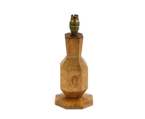 Acorn Industries: G.J.Grainger and Son (Brandsby): An Oak Table Lamp, of octagonal form, with carved acorn trademark, 29cm hi