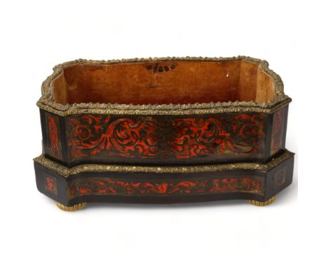 19th century tortoiseshell and brass Boulle marquetry planter of rectangular form, with serpentine sides and canted corners, 