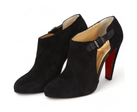 Two pairs of ladies designer shoes, Christian Louboutin black suede size 7 - boxed with dust covers, Ted Baker black rubber f