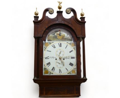 Early 19th century oak and mahogany 8-day longcase clock, with painted dial by A Allgood of Ledbury, overall height 240cm, wi