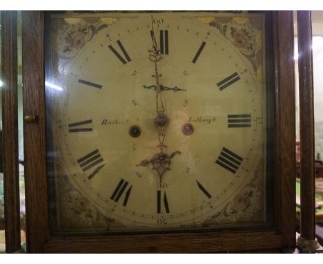 Rutherford Jedburgh, Georgian Oak Cased Longcase Clock, Having a Painted Dial with two Subsidiary Dials, With two Lead weight