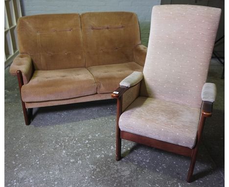 Vintage Two Seater Sofa, With a Similar Armchair, Sofa 81cm high, 147cm wide, (2)