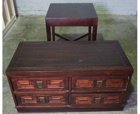 Hardwood Storage Chest, 47cm high, 95cm wide, 49cm deep, Also with a Lamp Table, (2)