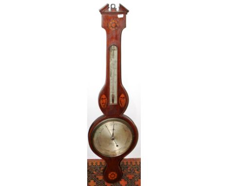 Victorian mahogany and inlaid barometer by P. Cofsa, Glasgow.