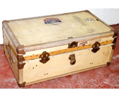 'Victor' pigskin steamer trunk, 91cm wide.