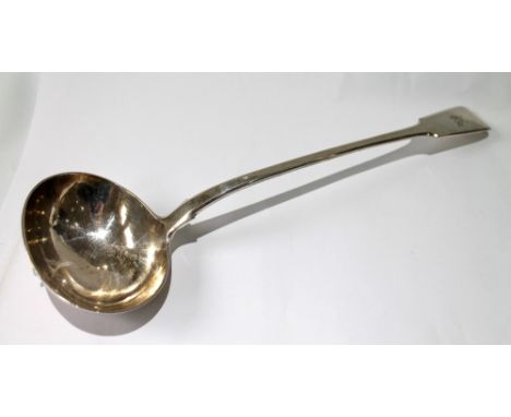 William IV silver soup ladle of fiddle pattern and good gauge, crested, by A.J. & A. Savory, 1833, 9oz. Condition Report Very