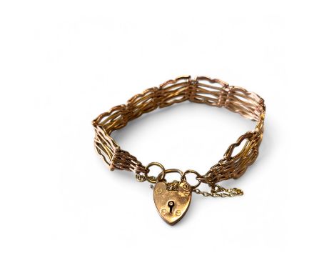 9ct Rose Gold Gate Bracelet.  Width: 1.3cm  Length: 19cm  Weight: 20.1g