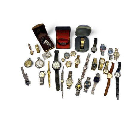 Collection Of Various Wristwatches And A Silver Pocket Watch By Kay & Company  Various brands including Seiko & Sekonda Etc.,