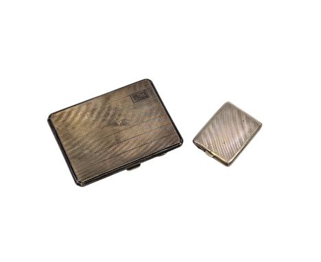 An engine turned silver cigarette case, by Joseph Gloster Ltd, Birmingham, 1942, together with a smaller engine turned silver