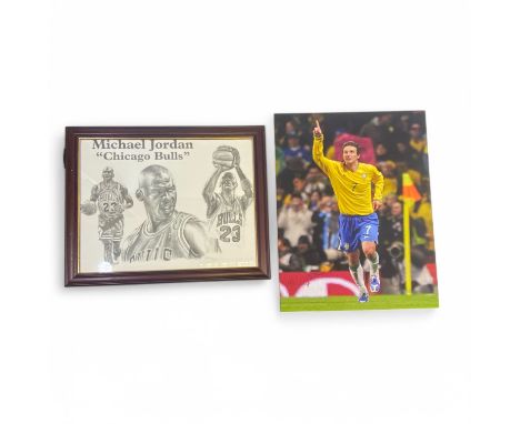 A collection of sporting memorabilia To Include A Andrea Pirlo Signed Juventus Shirt, Signed F1 Prints, Elano Signed Brazil C