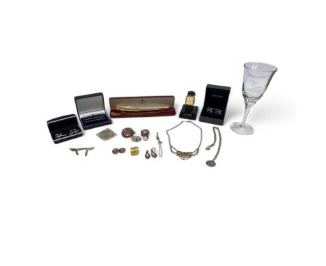 Collection of Silver And costume Jewellery etc  To Include A Pair Of Silver Concorde Cufflinks, Silver Collar Stiffeners, A S