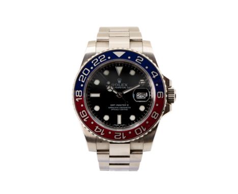 Rolex GMT-Master II 'Pepsi'Full-Set, Jahr 2015, Automatik, Chronometer, drehbare Lünette mit blauem und rotem Keramik-Inlay, 