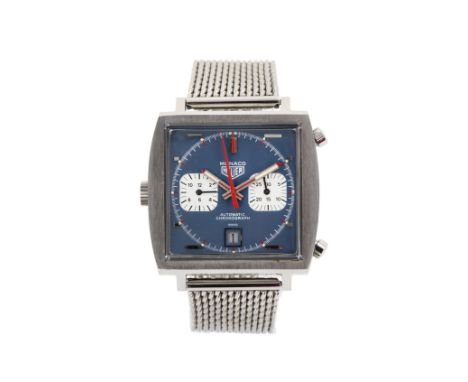 Heuer Monaco Steve McQueenum 1970, Automatik, Chronograph, Datumsanzeige, Stunden-, Minutenzähler, Stoppfunktion, Ref.-Nr. 03