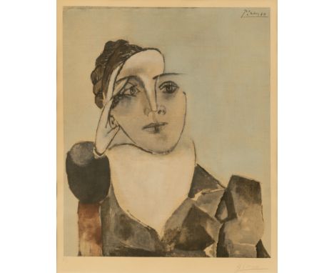 Pablo Picasso (1881 Malaga - 1973 Mougins) (F)'Portrait de Mlle D.M. (Dora Maar)', Collotypie und Pochoir auf Arches, 63,4 cm