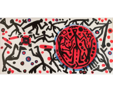 A. R. Penck (1939 Dresden - 2017 Zürich) (F)Ohne Titel, Acryl auf Leinwand, 100 cm x 200 cm Leinwandmaß, signiert, partiell l