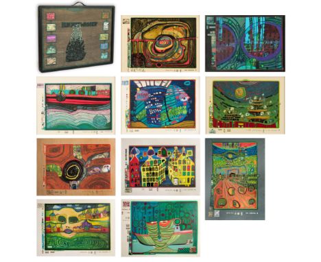 Friedensreich Hundertwasser (1928 Wien - 2000 Brisbane) (F)'Look at it on a rainy day', 10-tlg., Regentag-Mappe, in Original-