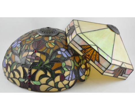 A Tiffany-style leaded glass lamp shade, D. 40cm, together with another similar (2)
