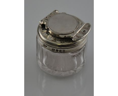 A rare Victorian travelling inkwell screw down lid hallmarked London 1850