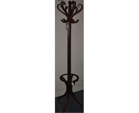 A bentwood coat and stick stand