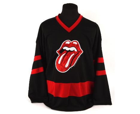 The Rolling Stones - Ice hockey style top, black and red with tongue logo to front, number 94 to rear, label states Brockum W