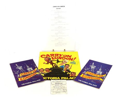 Carry On London (1974). An original Treatment Script for the film that was not made, loose pages. Along with a large theatric