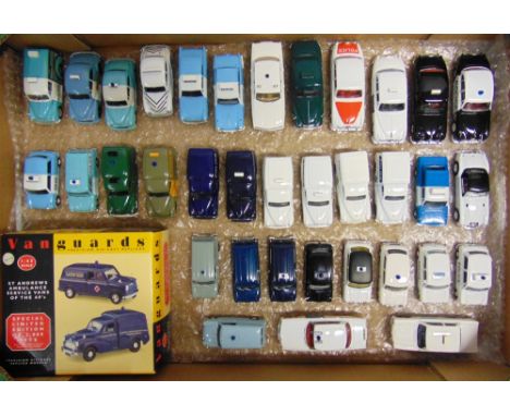 THIRTY-SIX 1/43 SCALE DIECAST MODEL POLICE &amp; OTHER EMERGENCY VEHICLES  each mint or near mint (two missing wing mirrors),