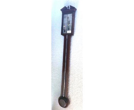 A GEORGE III MAHOGANY STICK BAROMETER  with parquetry inlaid decoration, the silvered dial inscribed 'JOHN DRITCHLER FECIT LE