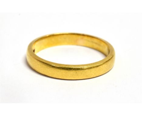 A 22CT GOLD PLAIN WEDDING BAND 3mm wide, size M, 3.7grams Condition Report : good Condition reports are offered as a guide on